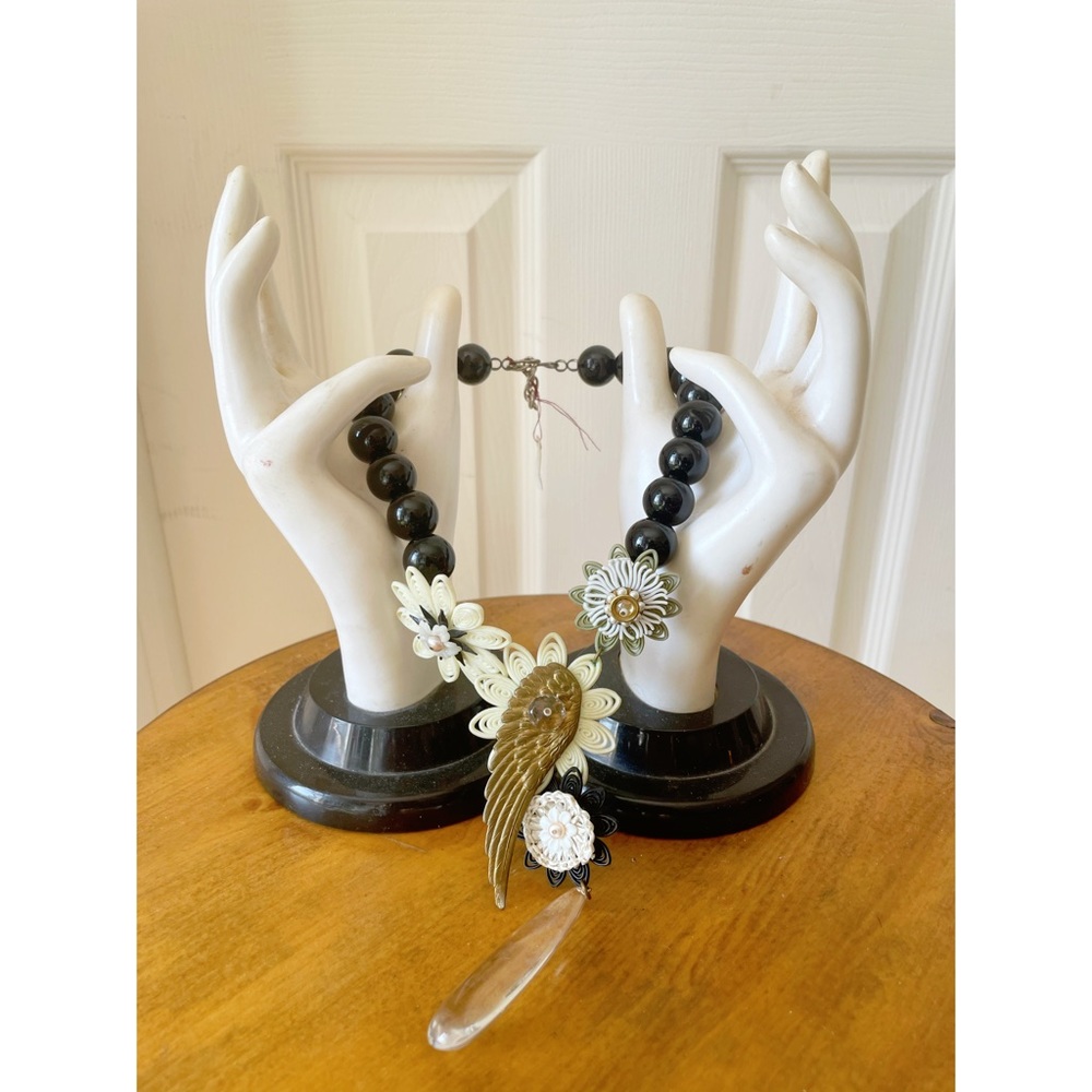 Statement necklace made from vintage beads